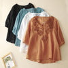Women's Embroidered Cotton V-Neck Shirt