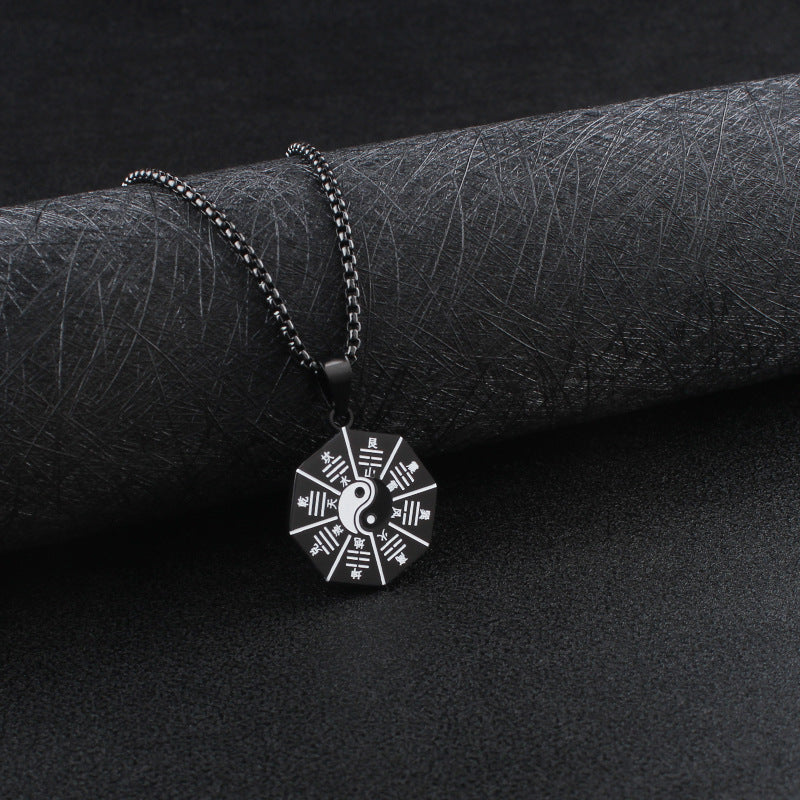 Bagua Yin Yang Titanium Steel Balance Necklace Pendant
