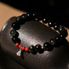 Black Obsidian and Cinnabar Lotus Pod Bracelet