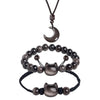 Silver Sheen Obsidian Cat Bracelet and Necklace Set
