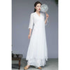 Women's Meditation Cloth Hanfu Style Midi Dress Wide Leg Pants