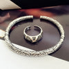 Engraved Open Cuff Bangle and Ring Set