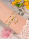 Interlocking Peace Buckle Bracelet, Faux Jade Beads
