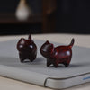Hand-Carved Rainbow Wood Cat Figurine