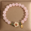 Rose Quartz and Hetian Jade Peach Blossom Fu Bracelet