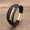 Multi-Layer Braided Leather Bracelet with Stainless Steel Clasp