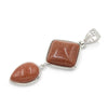 Geometric Double Stone Pendant Necklace with Polished Crystal