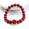 Cinnabar Rose Bracelet with Gold-Tone Accents