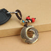 Copper Wealth Key Chain with Dragon Hook and Red Beads