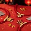 Adjustable Red String Pet Collar with Gold-Tone Charms