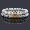 Crown Charm Double Wrap Bracelet, 8mm Beads