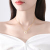 Sterling Silver Butterfly Hetian Jade Flower Necklace