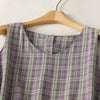 Women's Sleeveless Dress Vintage Plaid Drawstring Waist Cotton Blend