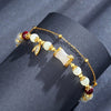 Bamboo Charm Bracelet with Glass Beads and Gold Tone Accents