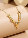 Gold-Plated Bamboo Necklace with Leaf Charm