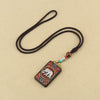 Tibetan Thangka Pendant Necklace, Ebony Wood Rope