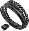 Lava Rock Tiger Eye Bead Leather Bracelet