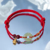 Jade Peace Buckle Bracelet with Cinnabar and Sterling Silver