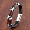 Tiger Eye Bamboo Stone Leather Bracelet Protection Power