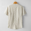 Men's Solid Color Button Short Sleeve Cotton Linen Shirt