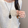 Geometric Wood Pendant Necklace, Handmade Resin Charm