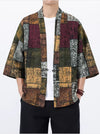 Men's Printed Open Front Kimono Jacket, Half Sleeve
