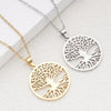 Stainless steel necklace with a round Tree of Life pendant in gold and silver tones