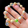 Five Wealth Deities Liuli Glass Charm Bracelet with Gold-tone Foil Beads