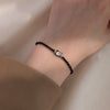 Cat Charm Beaded Bracelet, Gold-Tone Copper with Black or White Stone
