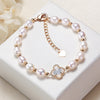 Pearl Four Leaf Clover Bracelet, Floral Chain Jewelry