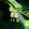 Jade Prayer Wheel Earrings with Green Teardrop Accents