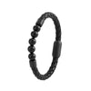 Men's Braided Leather Bead Bracelet Titanium Steel