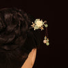 Floral Wood Hairpin with Tassel, Traditional Chinese Style