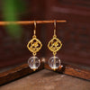Enamel and Natural Crystal Drop Earrings, Chinese Style