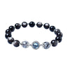 Black Obsidian Bracelet with Silver Sheen and Blue Charm