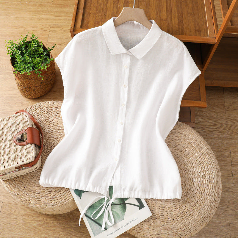 Women's Cotton Sleeveless Button Down Shirt