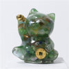 Lucky Cat Crystal Figurine, Resin Decor