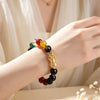 Pixiu Bracelet with Natural Obsidian and Red Agate Beads