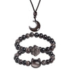 Silver Sheen Obsidian Cat Bracelet and Necklace Set