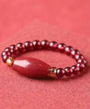 Garnet Cinnabar Lucky Bead Pixiu Rose Protection Ring