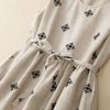 Women's Sleeveless Dress Linen Cotton Midi with Drawstring Waist