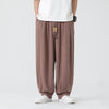 Men's Straight Leg Pants Summer Drawstring Ankle Length Solid Color