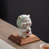 Ceramic Wishing Cat Figurine with Scarf