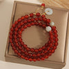 Red Agate Jade Peace Buckle Calm Triple Wrap Bracelet