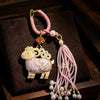 Song Brocade Sheep Keychain with Pearl Tassel