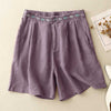 Embroidered Cotton Linen Shorts Women Summer Casual Wide Leg