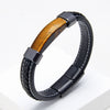 Stone Balance Leather Bracelet, Braided Cord with Stainless Steel Clasp