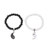 Yin Yang Couple Bracelet Set, Black and White Beads