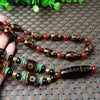 Nine-Eye Dzi Bead Red Agate Necklace