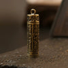 Brass Mantra Cylinder Necklace with Beaded Cord